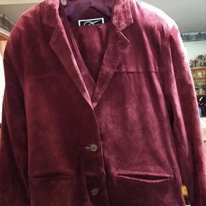 J.F.S. Signature Leather 3pc Burgandy Pant Suit